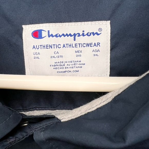 Champion Coaches Jacket Wind Breaker Men’s Size 2XL Snap Button Dark Blue - Picture 2 of 5